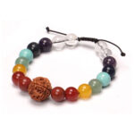 7 Chakra with Rudraksha + Clear Quartz [ 5 Mukhi] Bracelet