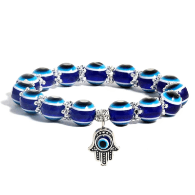 Evil Eye Pearl Charm Golden Chain Bracelet