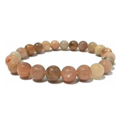 Peach Moonstone Round Beads Bracelet