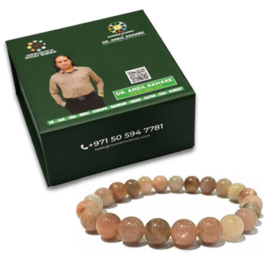 Peach Moonstone Round Beads Bracelet - Image 2