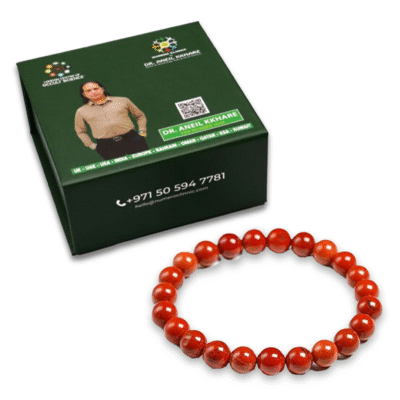 Red Jasper Round Stone Elastic Bracelet - Image 2