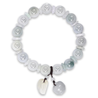 Sphatik Round Beads with OM Bracelet