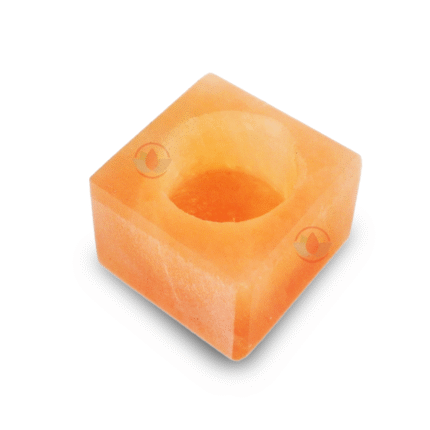 Natural Cube Orange Selenite Candle Holder