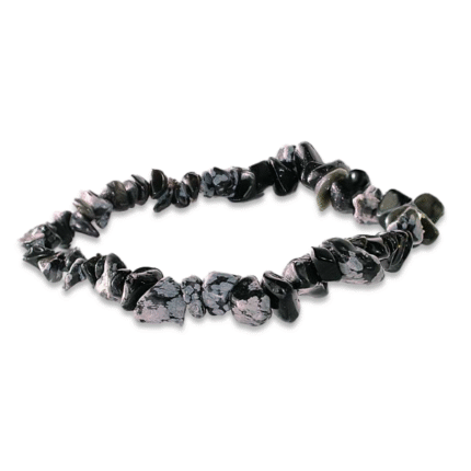 Snowflake Obsidian Chips Stone Elastic Bracelet