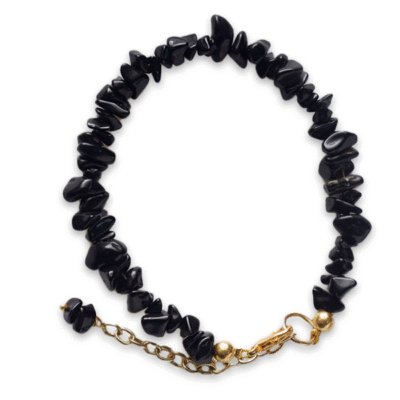 Black Agate Chips Chain Bracelet