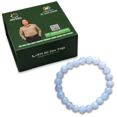 Blue Lace Agate Round Beads Bracelet - Image 2