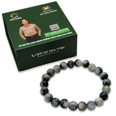 Cats Eye Round Stone 8mm 24 Beads Elastic Bracelet - Image 2