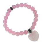 Rose Quartz Bracelet with Mini Heart Charm