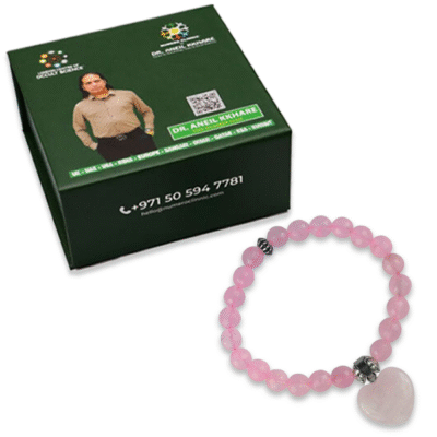 Rose Quartz Bracelet with Mini Heart Charm - Image 2